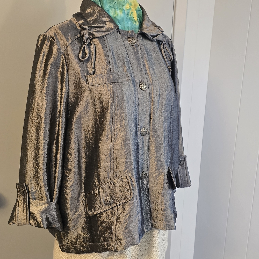 Ruby Rd Metallic Silver Jacket Size 16 - image 2